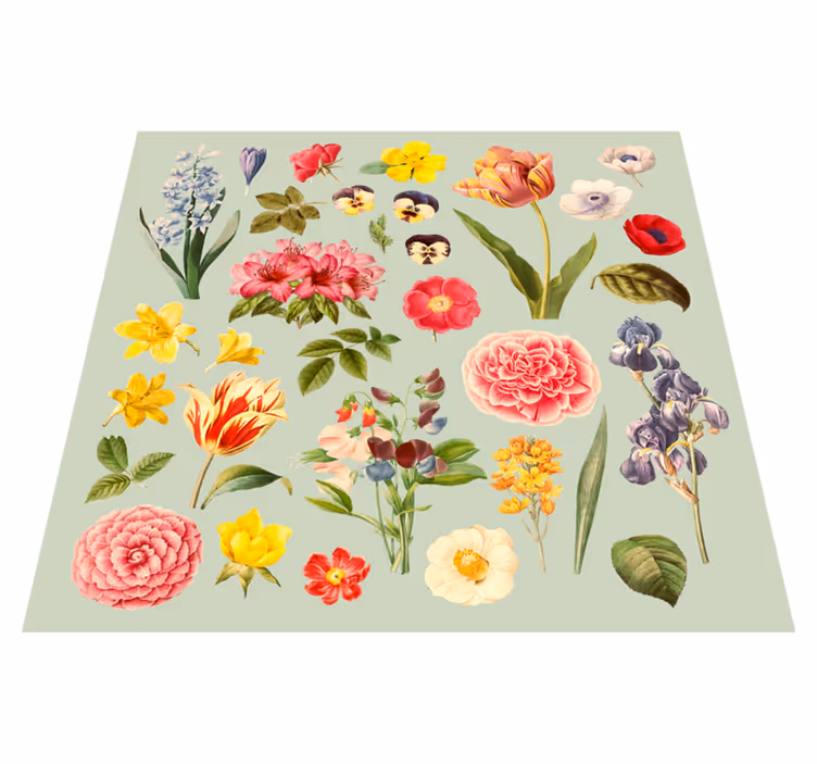 Floral Botanical Collection vinyl rug flowers - TenStickers