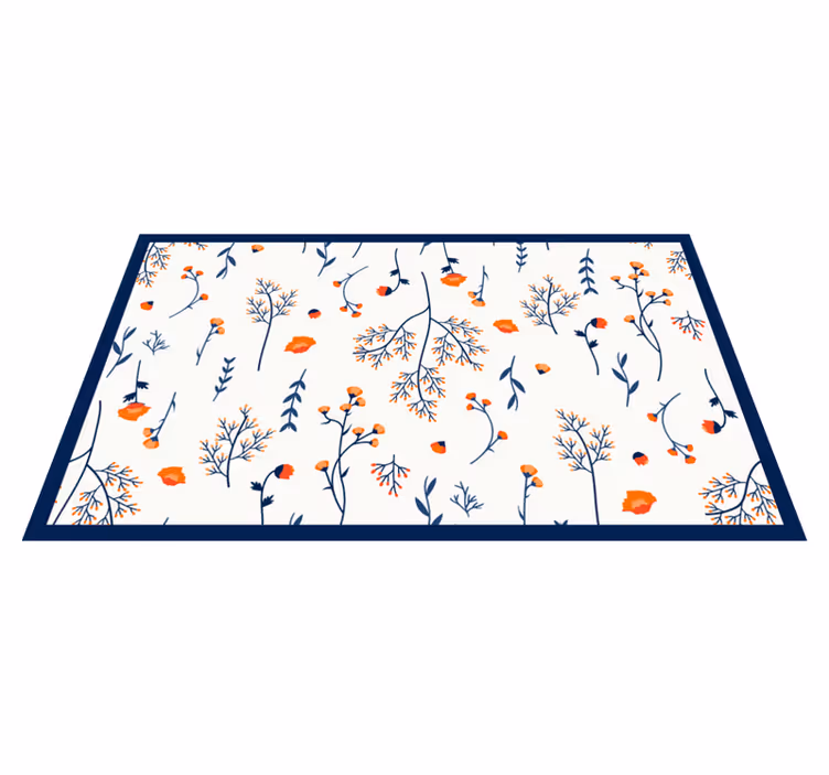 Floral Branches Pattern vinyl rug flowers - TenStickers