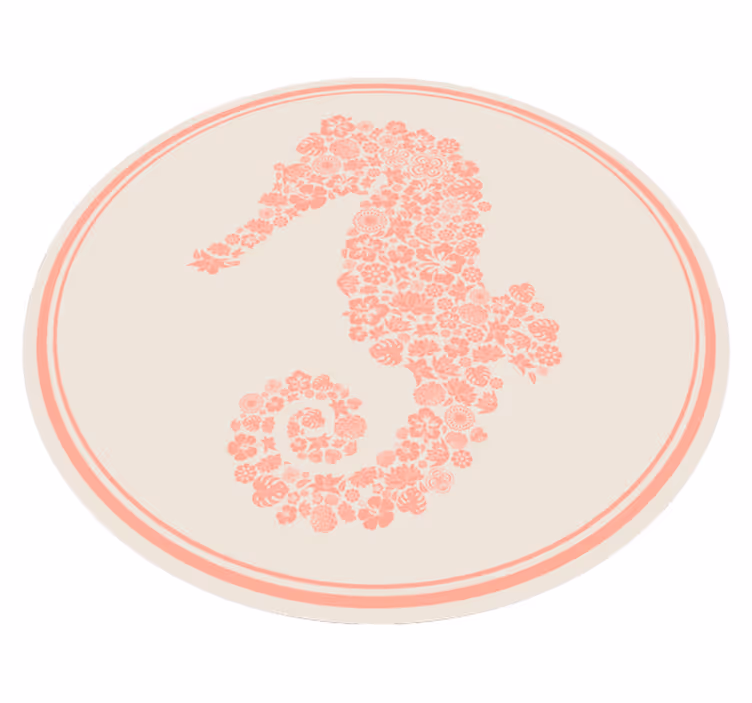 Seahorse Floral Design vinyl rug flowers - TenStickers
