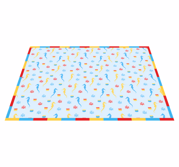 Seahorse blue design vinyl rug bathroom - TenStickers