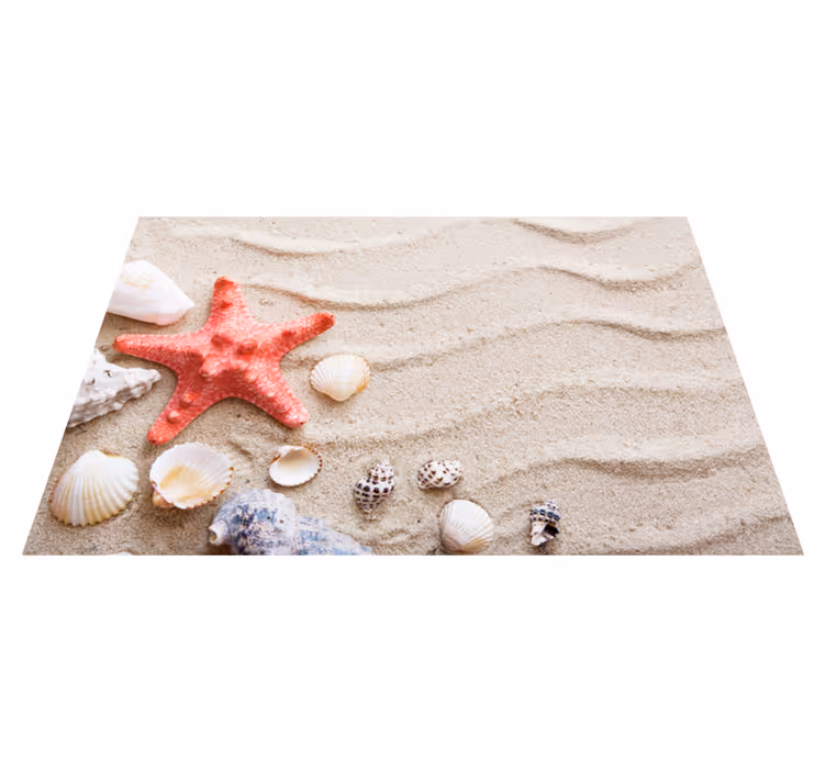 Beach Inspired Scene vinyl rug bathroom - TenStickers