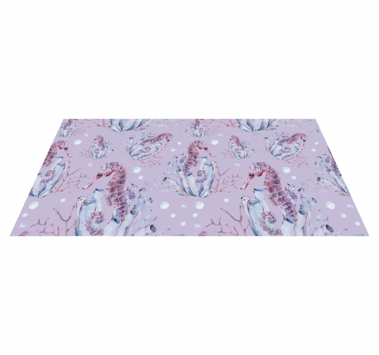 Seahorse coral design vinyl rug bathroom - TenStickers