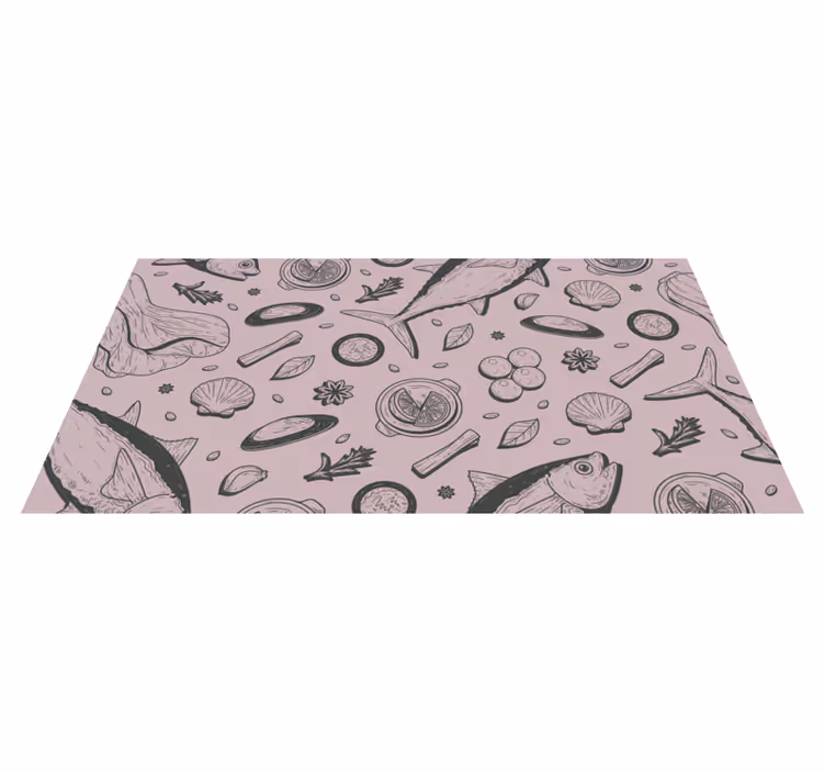 Marinistic pattern kitchen floor tiles - TenStickers