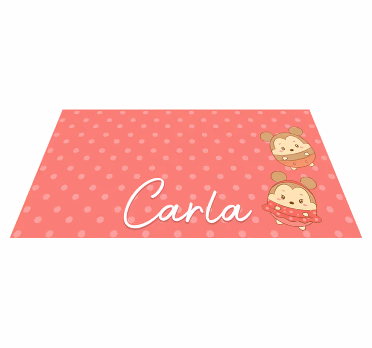 Baby mice with name vinyl rug - TenStickers