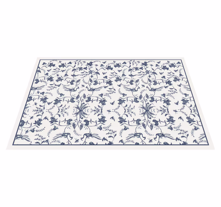 Azure blossom vinyl rug flowers - TenStickers