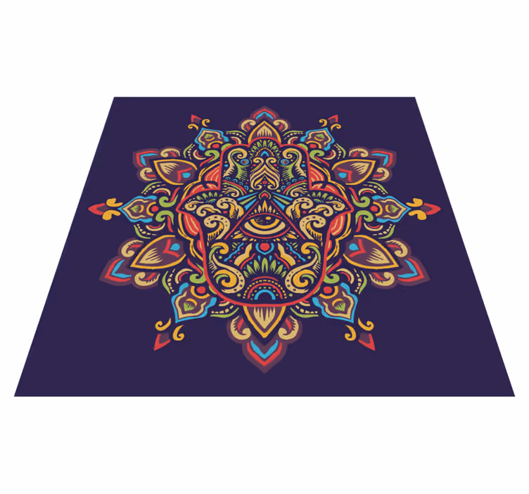 Blue background design mandala vinyl rug - TenStickers