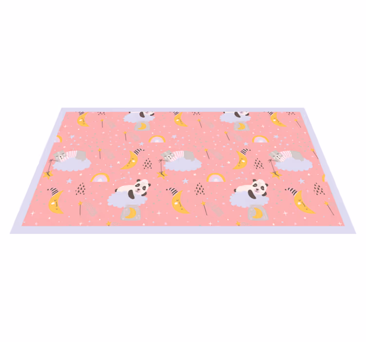 Clouds on pink background vinyl rug - TenStickers