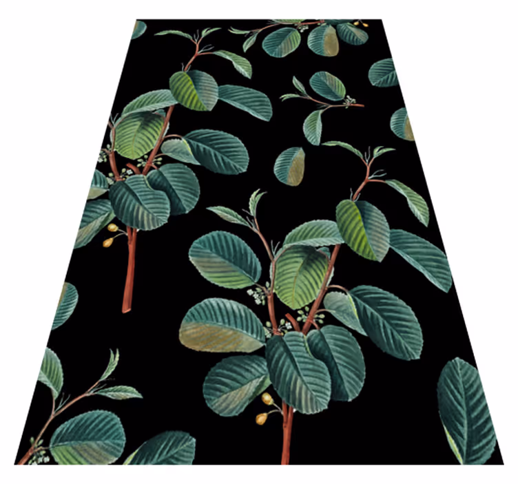 Vibrant Foliage Motif living room vinyl rug - TenStickers