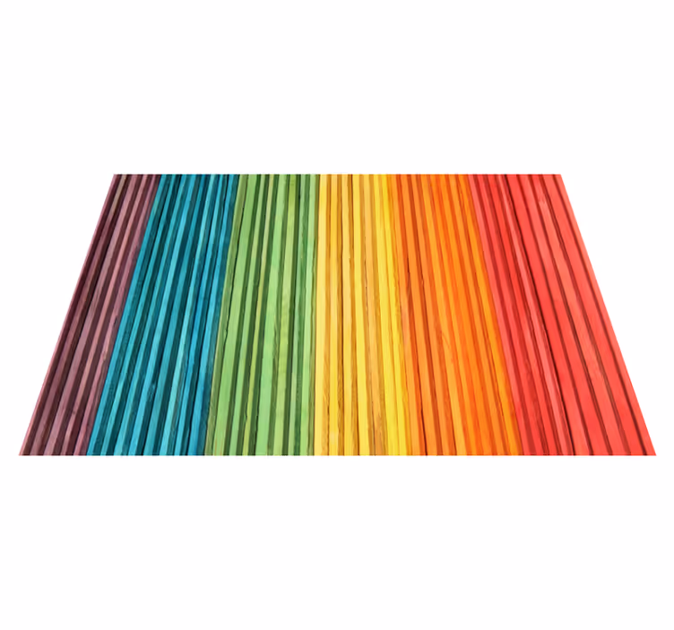 Colorful wooden boards wood effect vinyl rug - TenStickers