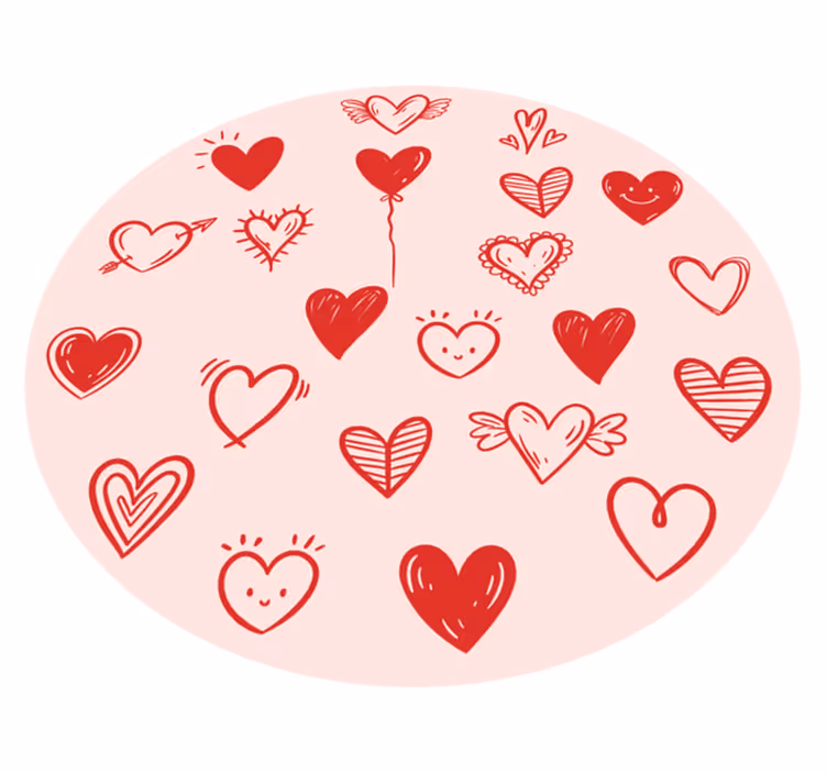Heart illustration teenage bedroom vinyl rug - TenStickers