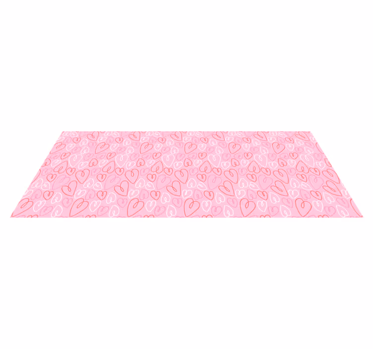 Pink Heart Pattern bedroom vinyl rug - TenStickers