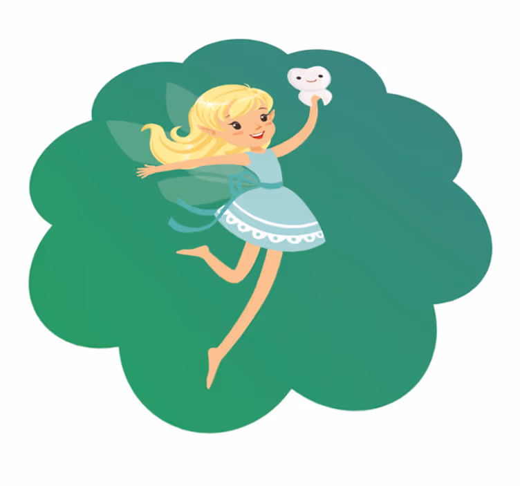 Tooth fairy with tooth smiling kids vinyl rug - TenStickers