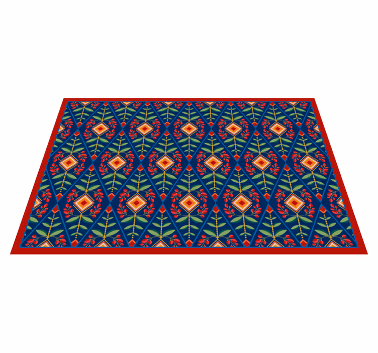 Geometric vinyl rug with botanical geometric design - TenStickers