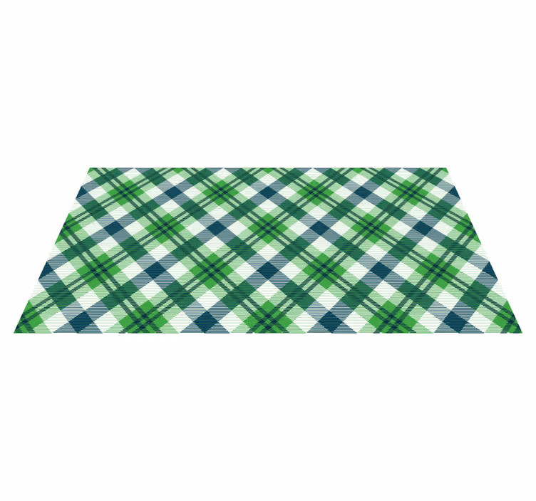 Plaid Pattern Green striped vinyl rug - TenStickers