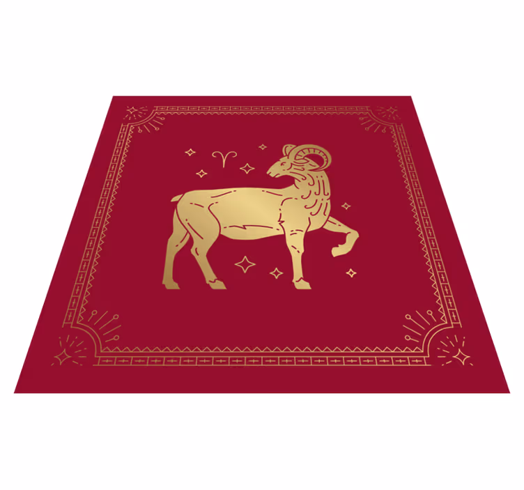 Golden aries symbol animal vinyl rug - TenStickers