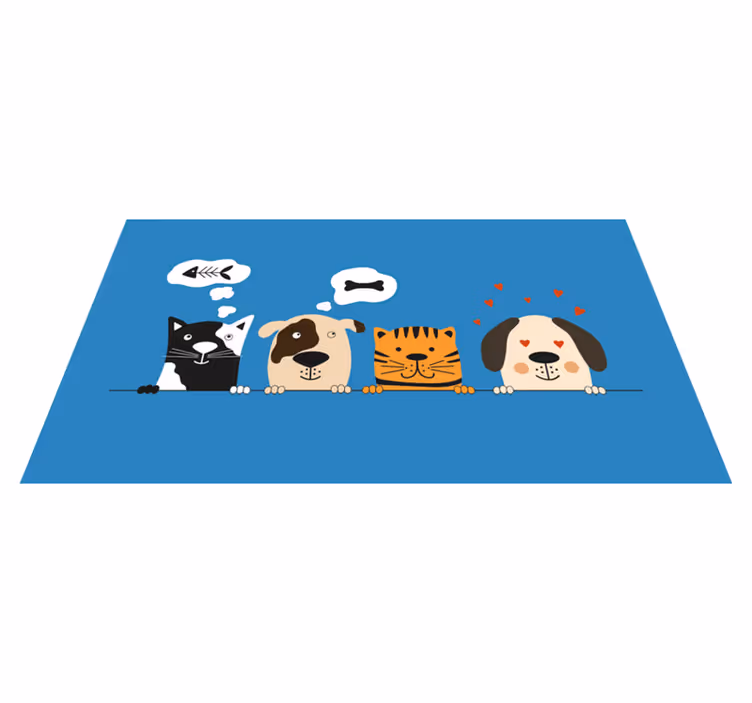 Cute pet expressions entrance hall vinyl rug - TenStickers