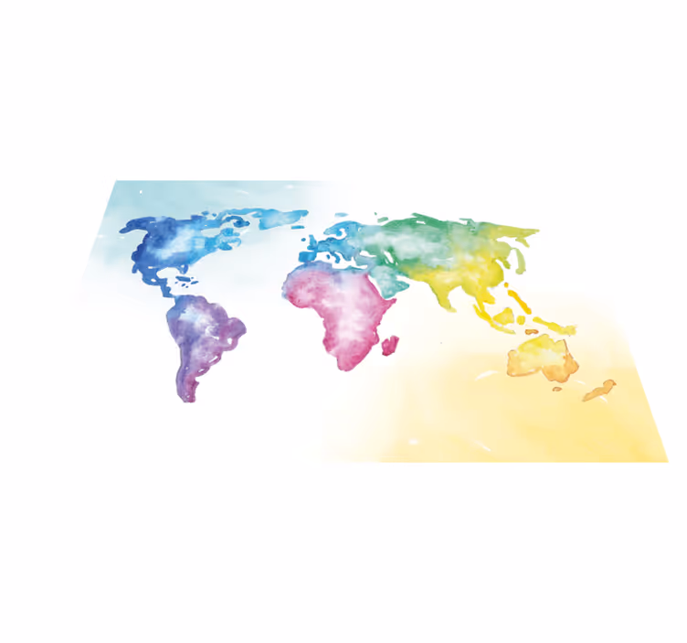 Artistic colorful  world map rug - TenStickers