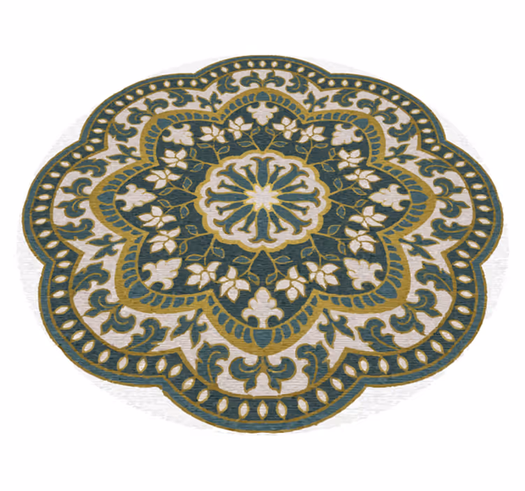 Circular woven effect vintage bedroom vinyl rug - TenStickers
