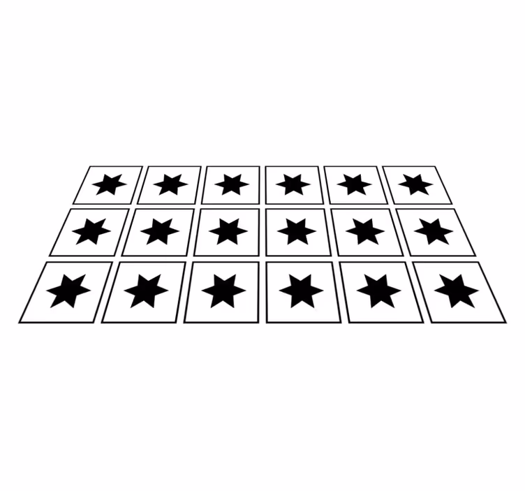 Black and white motif star vinyl rug - TenStickers