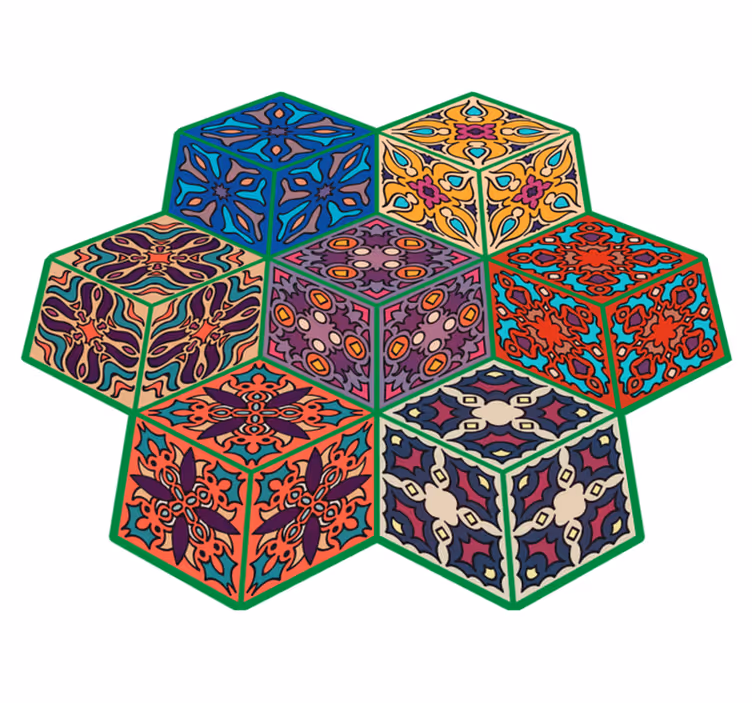 Colorful Hexagonal Patterns mosaic vinyl rug - TenStickers