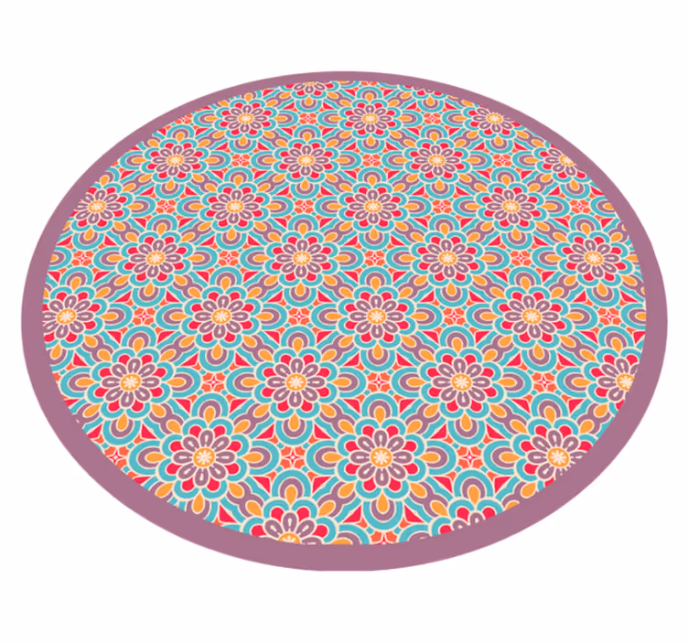Mandala vinyl rug with colorful floral design - TenStickers