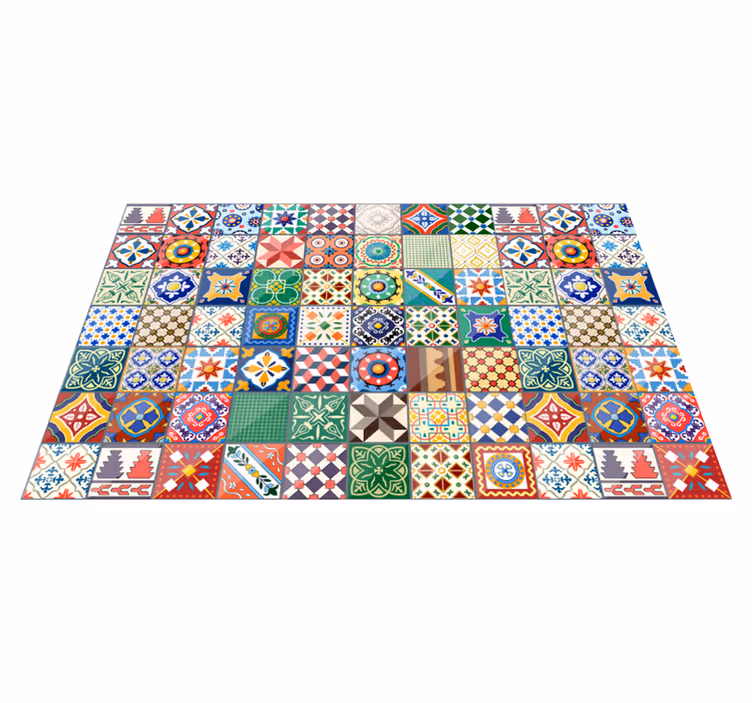 Vibrant mosaic ceramics tile vinyl rug - TenStickers