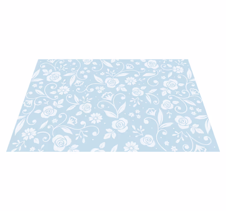 FLORAL PATTERN BLUES vinyl rug flowers - TenStickers