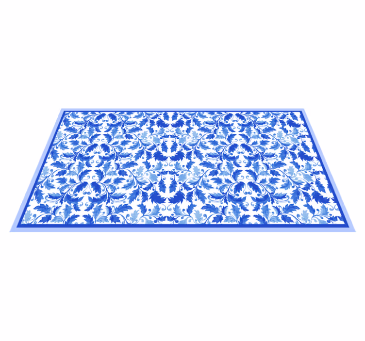Blue Floral Patterns texture vinyl rug - TenStickers