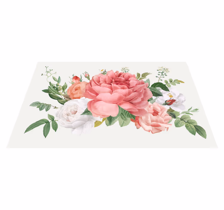 Vibrant Floral Arrangement vinyl rug flowers - TenStickers