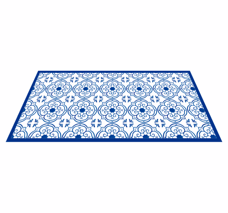 Classic blue tiles vinyl rug bathroom - TenStickers