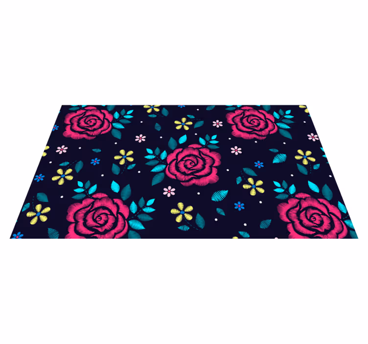 Vibrant Floral Motif vinyl rug flowers - TenStickers