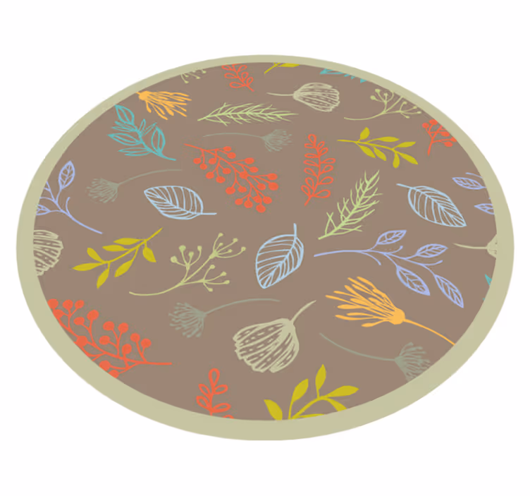 Botanical Leaf Print vinyl rug flowers - TenStickers