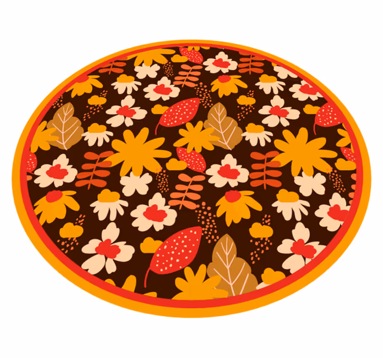Floral Cheerful Motif vinyl rug flowers - TenStickers