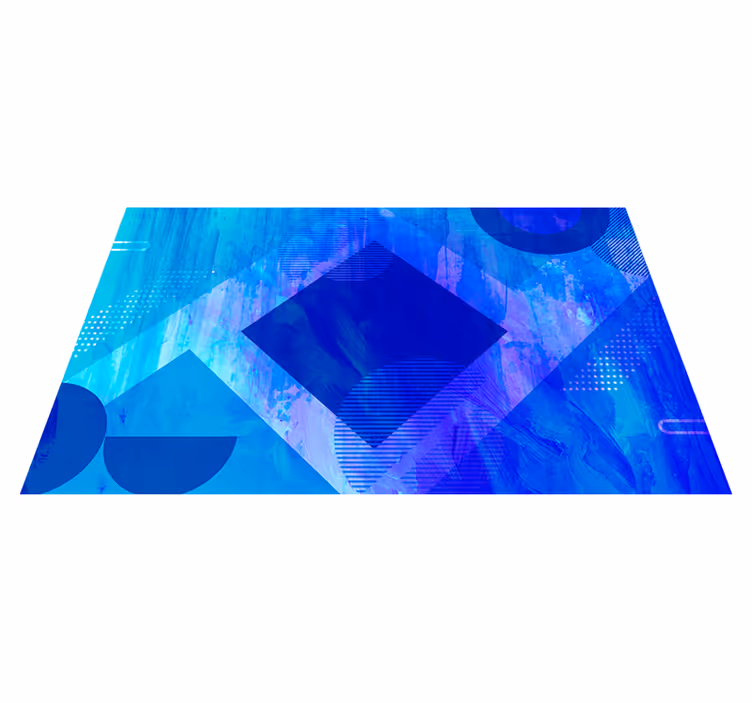 Blue Geometric Motifs minimalist vinyl rug - TenStickers