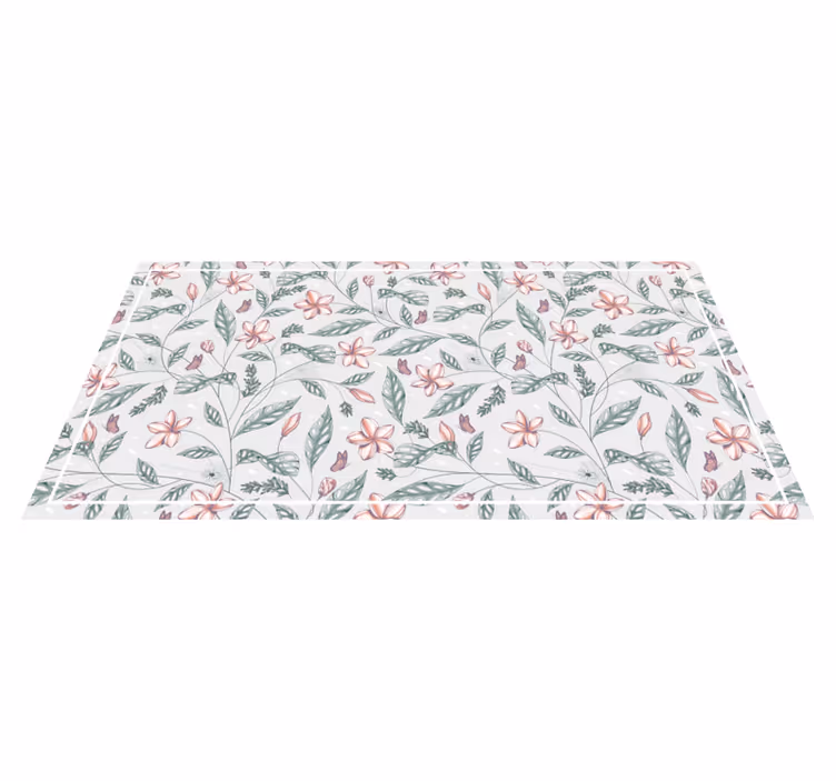 Floral Greenery Pattern vinyl rug flowers - TenStickers