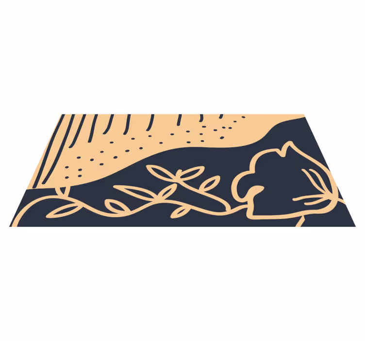 Nature vinyl rug with beige leafy pattern - TenStickers