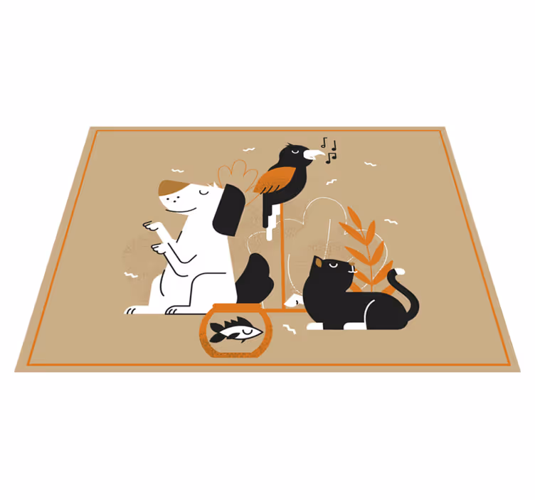 Beige pet illustration animal vinyl rug - TenStickers