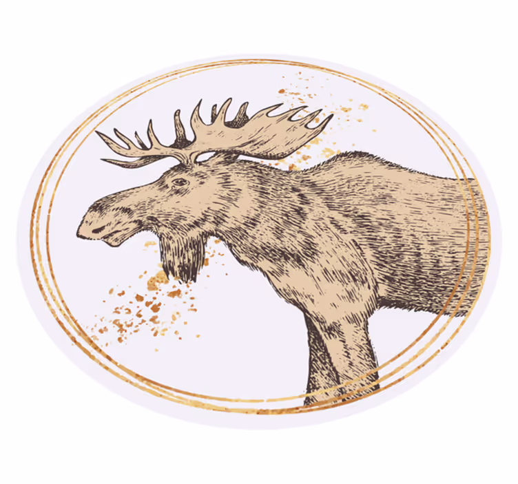 Drawn moose with stains ethnic rug - TenStickers