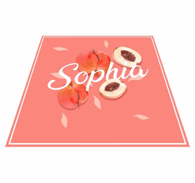 Pink peaches with name teenage bedroom vinyl rug - TenStickers