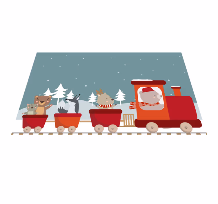 Animal Train Adventure vinyl rug - TenStickers