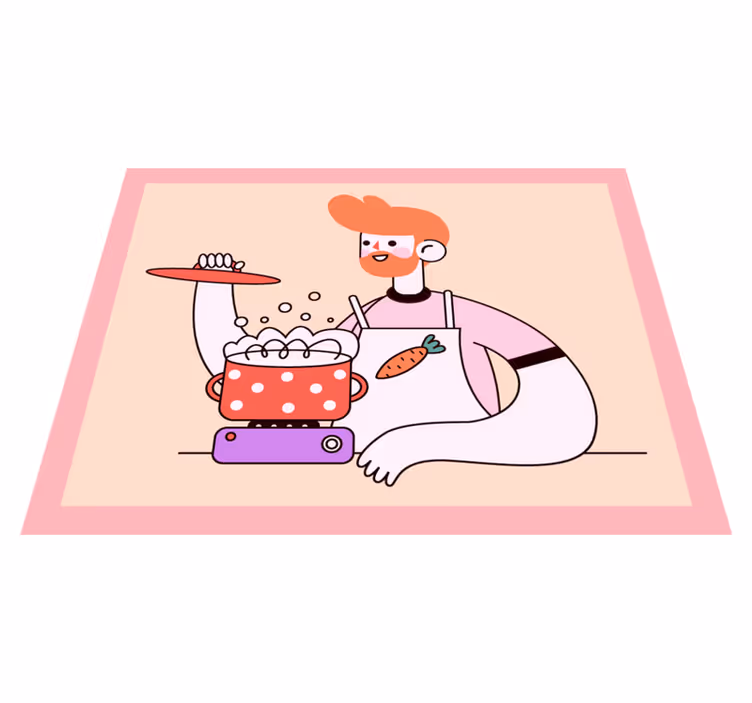 Red-haired man cooking kitchen vinyl rug - TenStickers