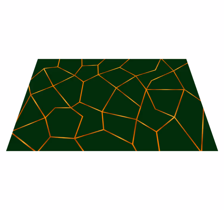 Marble vinyl rug with green geometric pattern - TenStickers