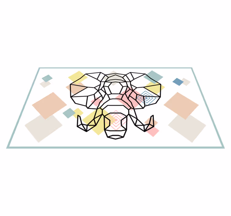 Origiami elephant head modern vinyl rug - TenStickers