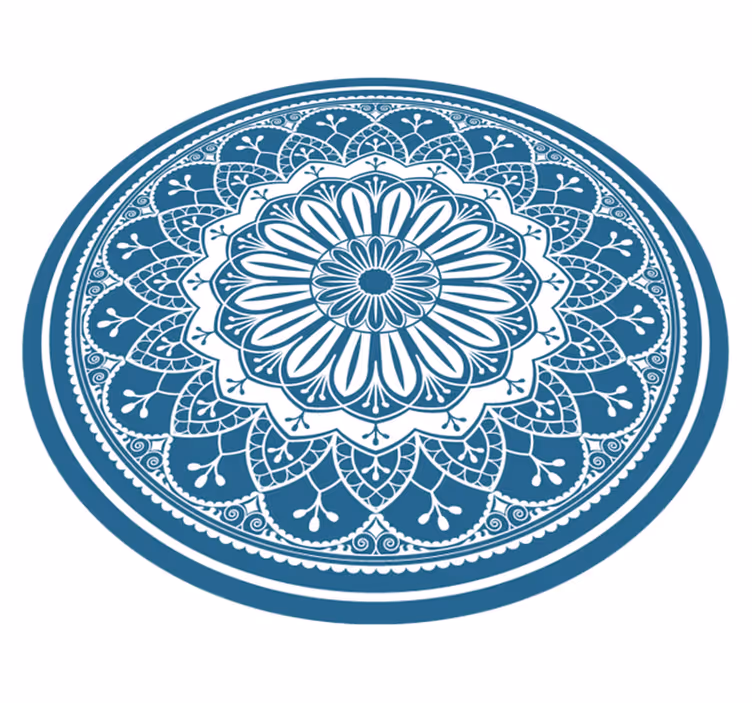 Elegant blue mandala mandala vinyl rug - TenStickers