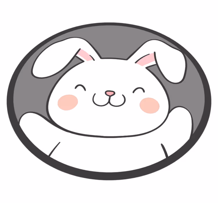 White bunny design kids vinyl rug - TenStickers