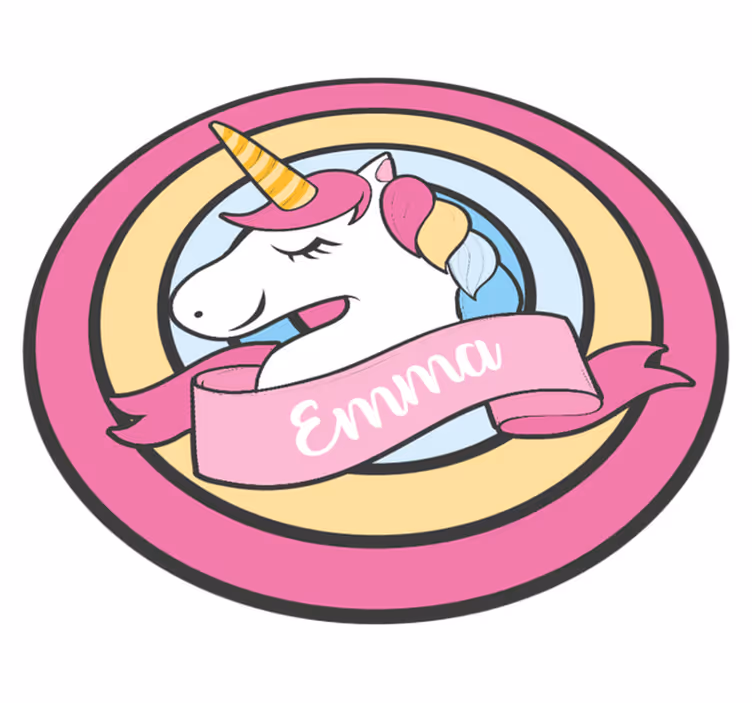 Unicorn name in badge vinyl rug - TenStickers
