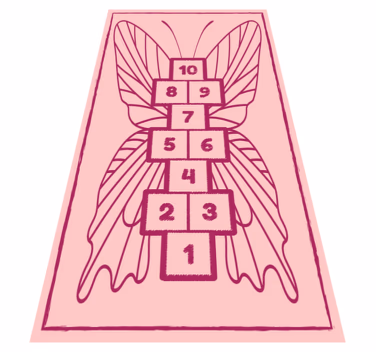 Pink butterfly hopscotch vinyl rug gaming - TenStickers
