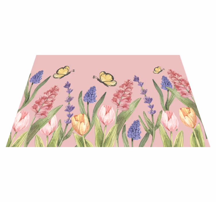Botanical Garden Emblem vinyl rug flowers - TenStickers