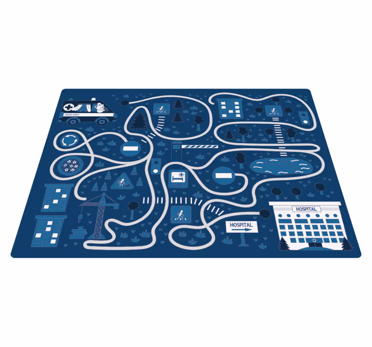 Blue city map road vinyl rug - TenStickers