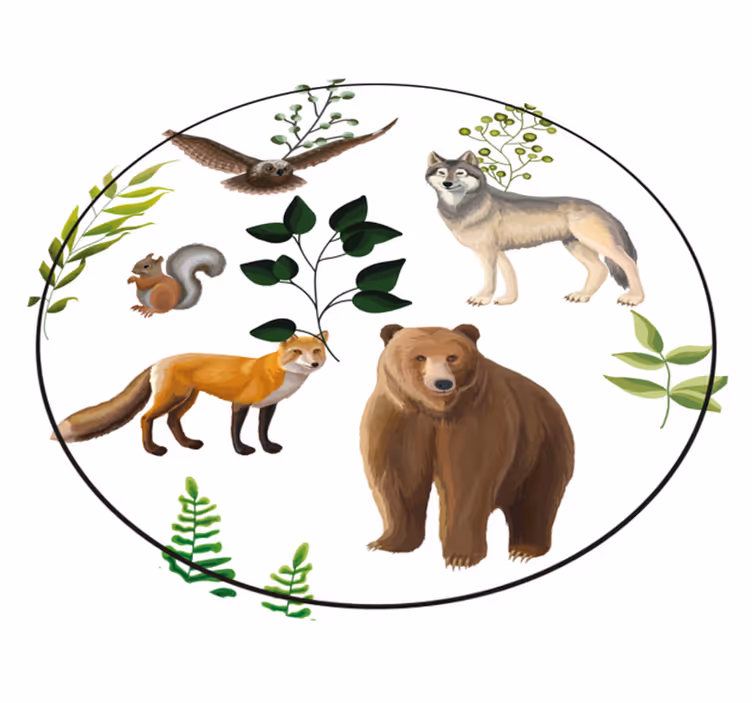 Multiple animals design animal rug - TenStickers